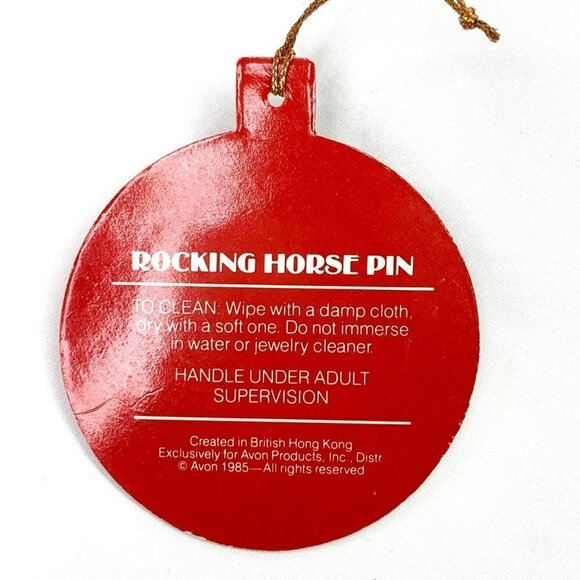 Vintage Avon Pin Rocking Horse In Christmas Ornament Box 1985 Old Stock - Picture 2 of 6